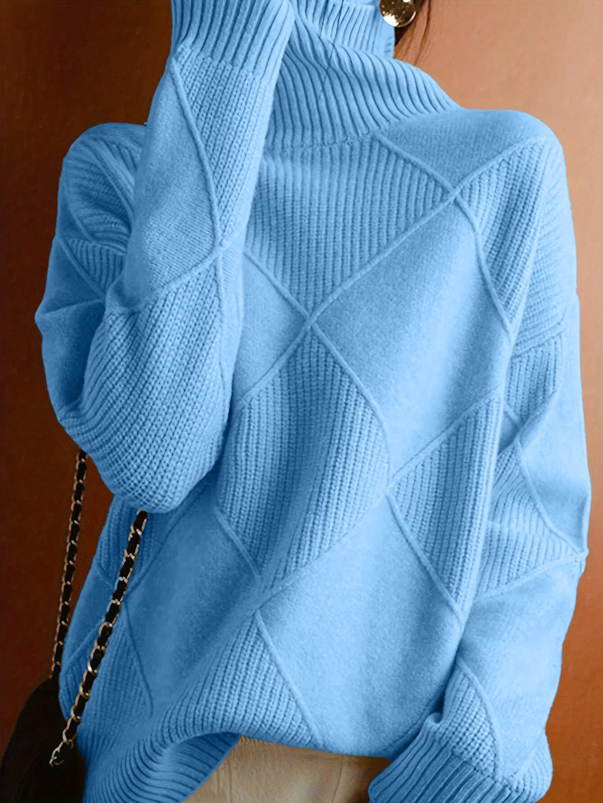 Women's Cable Jumper with Raised Neck