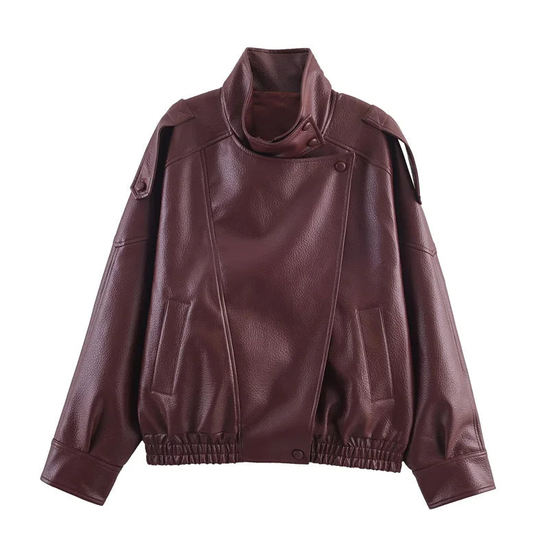 Women's Minimal Faux Leather Jacket