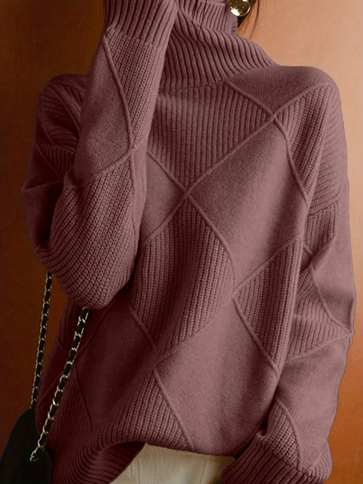 Women's Cable Jumper with Raised Neck