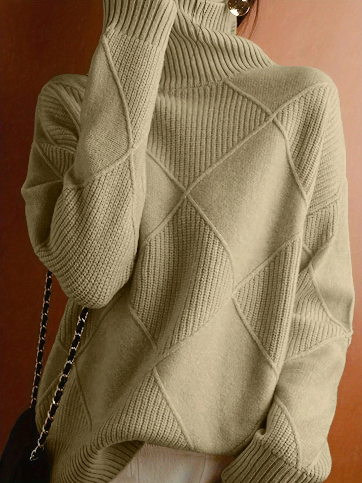 Women's Ribbed Jumper with Raised Neck