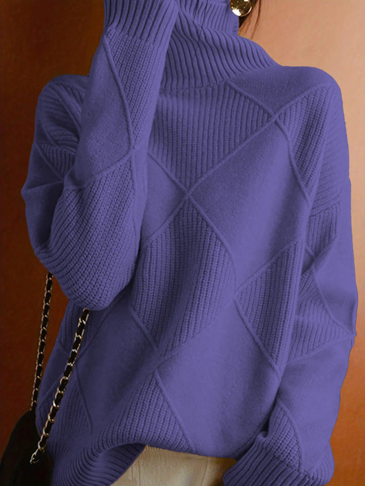 Women's Ribbed Jumper with Raised Neck