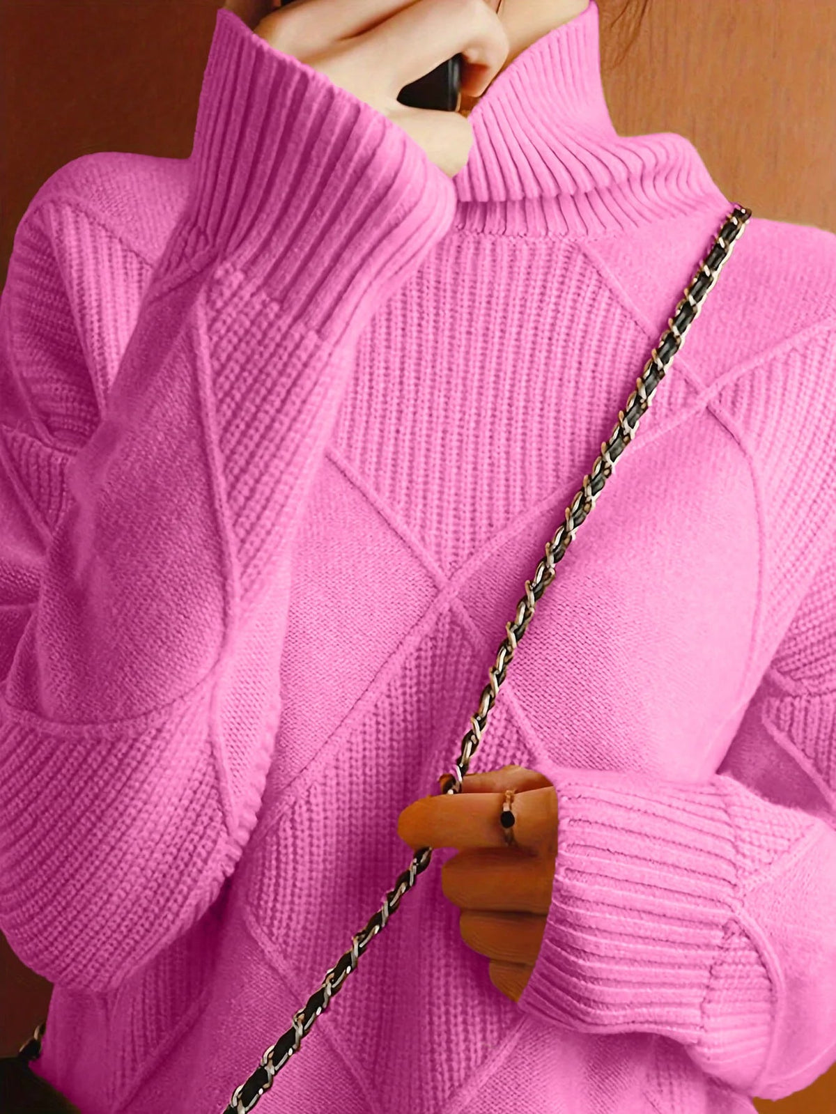 Women's Ribbed Jumper with Raised Neck