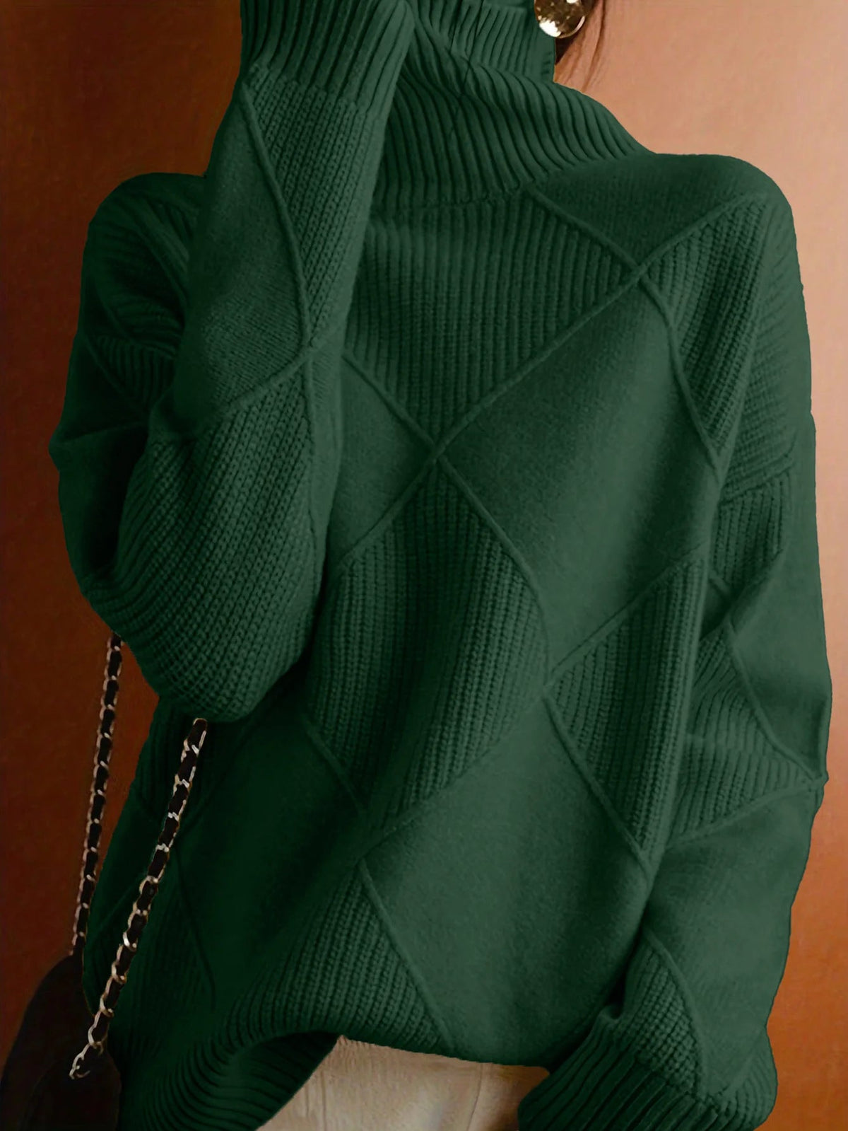 Women's Panelled Knit Jumper, High Neck