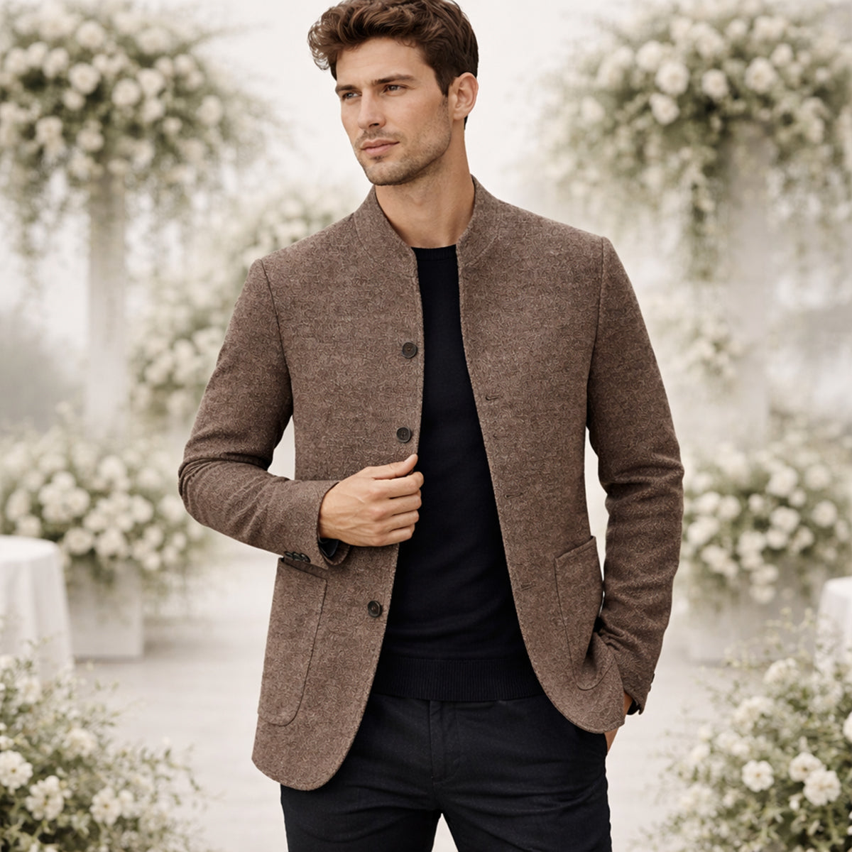 The Alghero Men’s Warm Fleece Stand Collar - Wedding Guest - Blazer